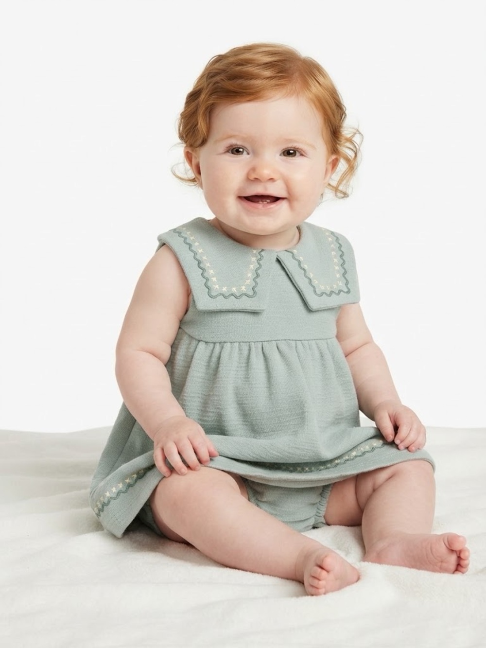 Baby Girls' Aqua Green Knit Dress & Bloomers Set